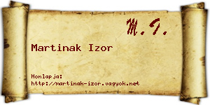 Martinak Izor névjegykártya